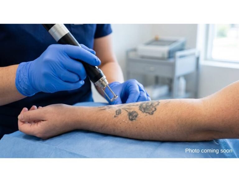 Laser Tattoo Removal Specialist Working on Patient